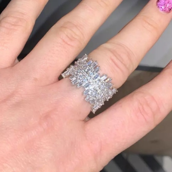 18K white gold plated shiny ring - Picture 6 of 7